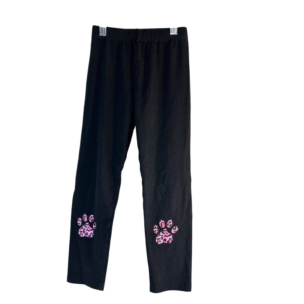 Pat Pat Toddler Girls Leggings Black Animal Print Paw Pink Size 5T